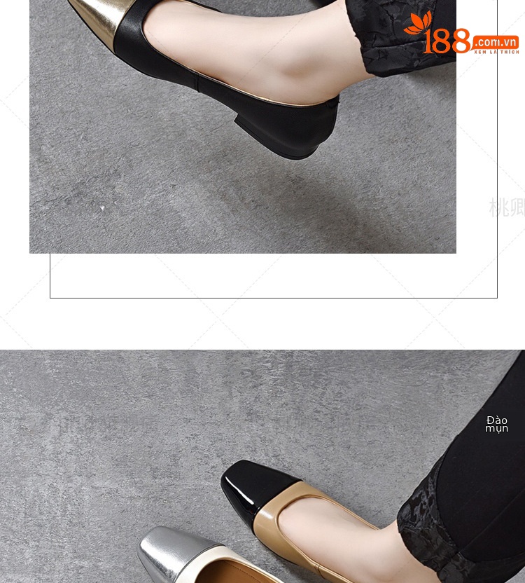 Giày lười nữ mũi vuông da thật đế bằng mềm, xỏ chân tiện lợi — Màu đen chi tiết 13