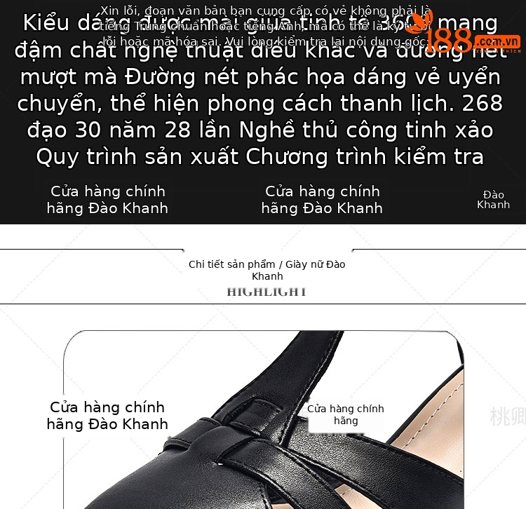 Sandal da thật nữ quai ngang hở mũi gót vuông 5 cm phối váy — Màu đen chi tiết 8