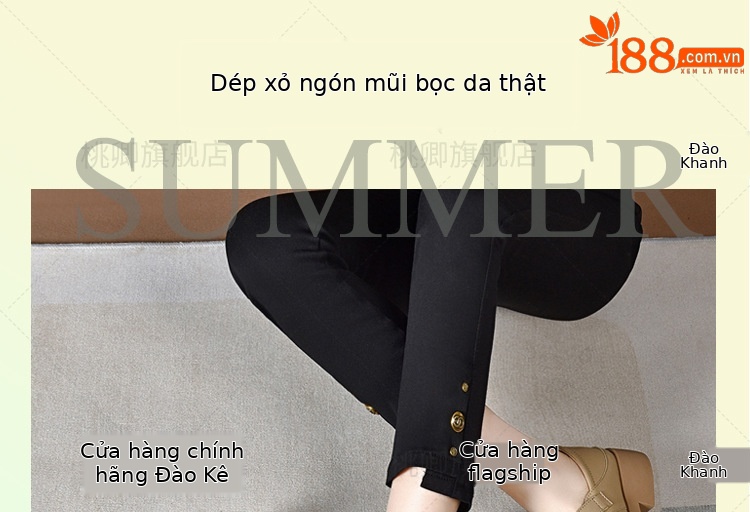 Giày sandal nữ da thật khoét lỗ mũi tròn đế dày bệt phong cách La Mã — Màu đen chi tiết 1