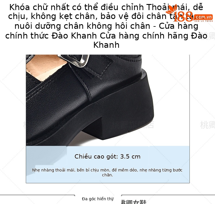 Giày sandal nữ da thật khoét lỗ mũi tròn đế dày bệt phong cách La Mã — Màu đen chi tiết 10