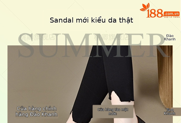 Giày sandal nữ da thật đế dày kiểu Roman khoét lỗ mùa hè — Màu đen chi tiết 1