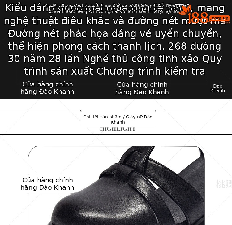 Dép sandal nữ da thật mũi kín gót dày đế xuồng mùa hè — Màu đen chi tiết 8