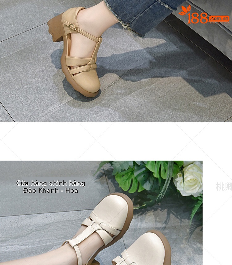 Dép sandal nữ da thật mũi kín gót dày đế xuồng mùa hè — Màu đen chi tiết 16