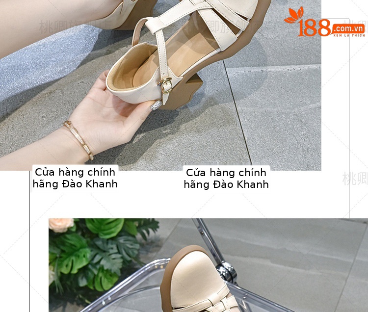 Dép sandal nữ da thật mũi kín gót dày đế xuồng mùa hè — Màu đen chi tiết 17
