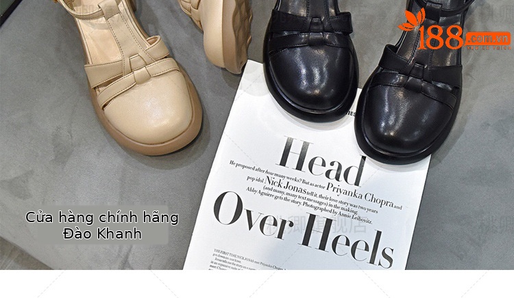 Dép sandal nữ da thật mũi kín gót dày đế xuồng mùa hè — Màu đen chi tiết 19