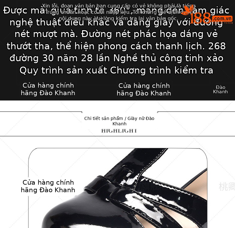 Giày cao gót nữ mũi tròn đế dày gót vuông phong cách La Mã — Màu đen chi tiết 8