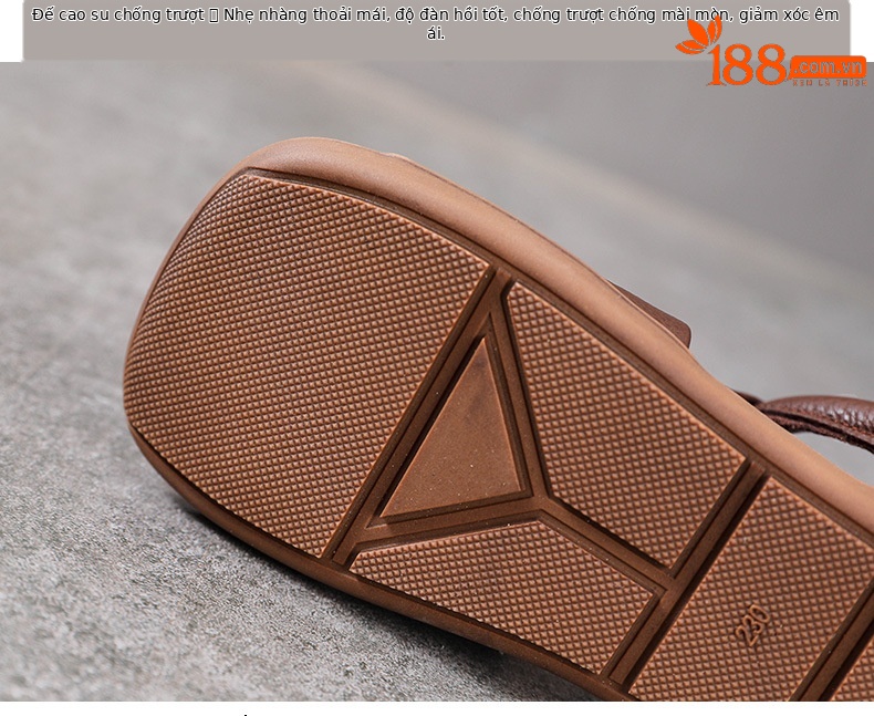 Giày lười nữ mũi vuông da bò đế bằng quai Velcro — Màu nâu chi tiết 7