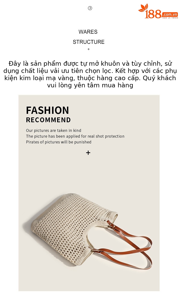 Túi Tote dệt đi biển nữ sức chứa lớn kiểu mới mùa hè — Quầy nhỏ màu nâu rơm chính hãng, Quầy lớn màu nâu rơm chính hãng chi tiết 3
