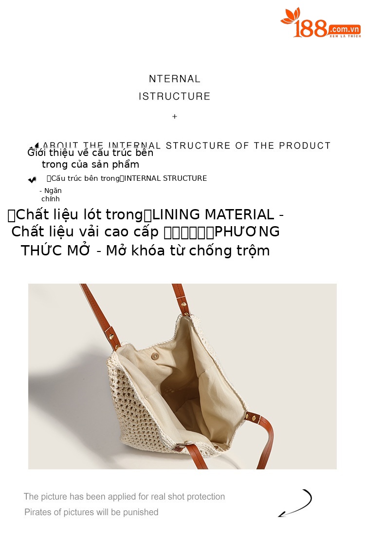 Túi Tote dệt đi biển nữ sức chứa lớn kiểu mới mùa hè — Quầy nhỏ màu nâu rơm chính hãng, Quầy lớn màu nâu rơm chính hãng chi tiết 6