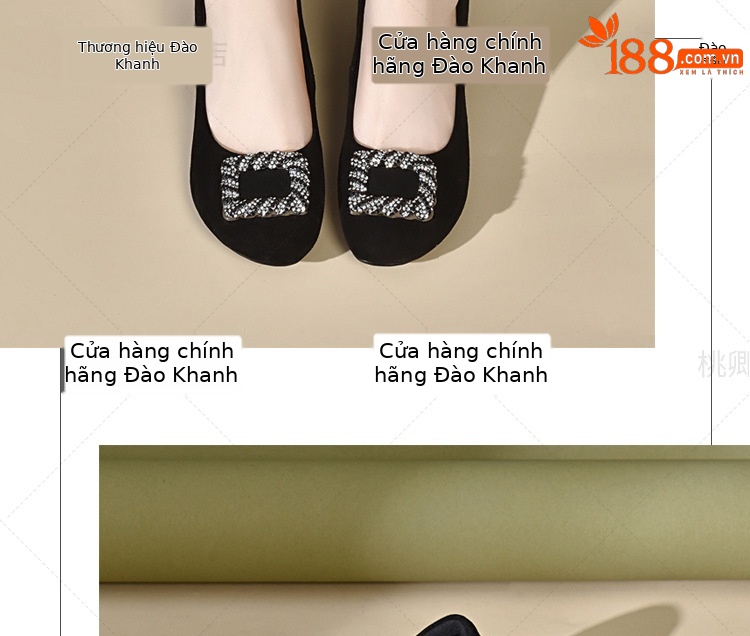 Giày lười nữ miệng nông da lộn đế mềm, giày bệt công sở form mũi vuông — Màu đen chi tiết 17