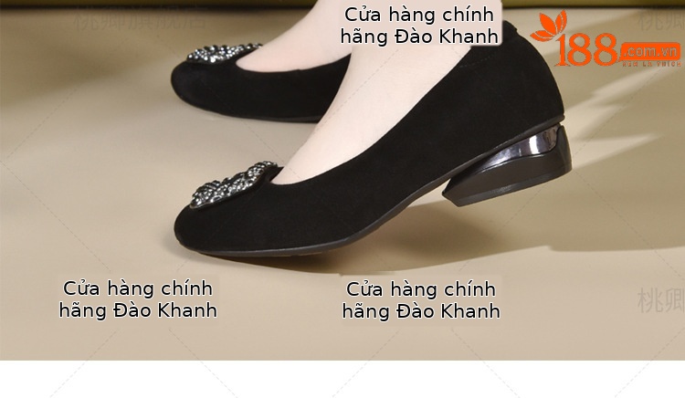 Giày lười nữ miệng nông da lộn đế mềm, giày bệt công sở form mũi vuông — Màu đen chi tiết 19
