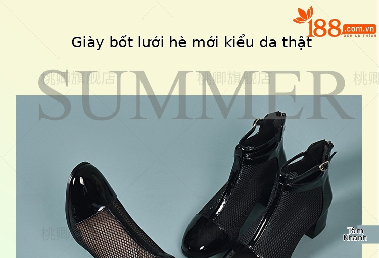 Giày sandal nữ mũi kín da bóng gót 3 cm kiểu La Mã thoáng khí — Gót đen cao 3 cm chi tiết 1