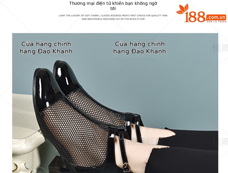 Giày sandal nữ mũi kín da bóng gót 3 cm kiểu La Mã thoáng khí — Gót đen cao 3 cm chi tiết 5