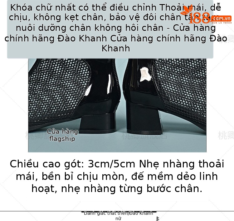 Giày sandal nữ mũi kín da bóng gót 3 cm kiểu La Mã thoáng khí — Gót đen cao 3 cm chi tiết 10