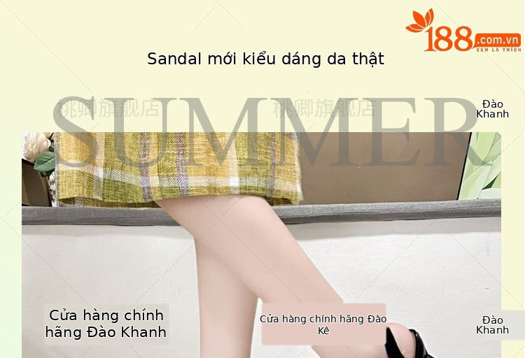 Giày sandal cao gót nữ mũi nhọn lưới đính đá gót 5 cm — Chiều cao gót 5 cm gót nhọn chi tiết 1