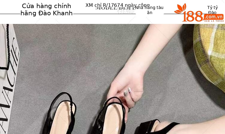Giày sandal cao gót nữ mũi nhọn lưới đính đá gót 5 cm — Chiều cao gót 5 cm gót nhọn chi tiết 11