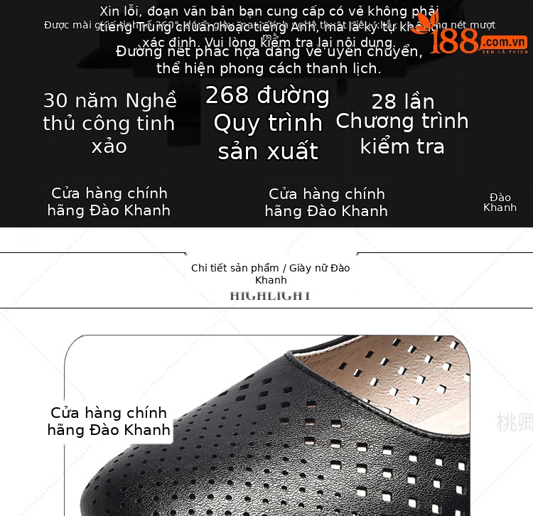 Giày sandal nữ đế xuồng mùa hè da thật thoáng khí mũi tròn bít mũi khoét lỗ — Màu đen chi tiết 8