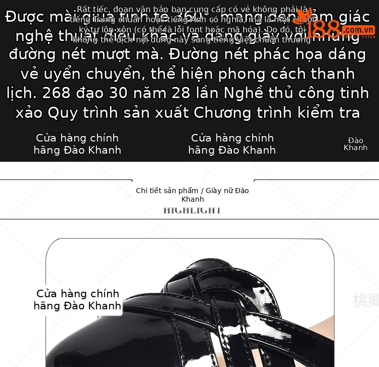 Dép sandal nữ da bóng khoét lỗ mũi tròn gót dày phối váy — Màu đen chi tiết 8