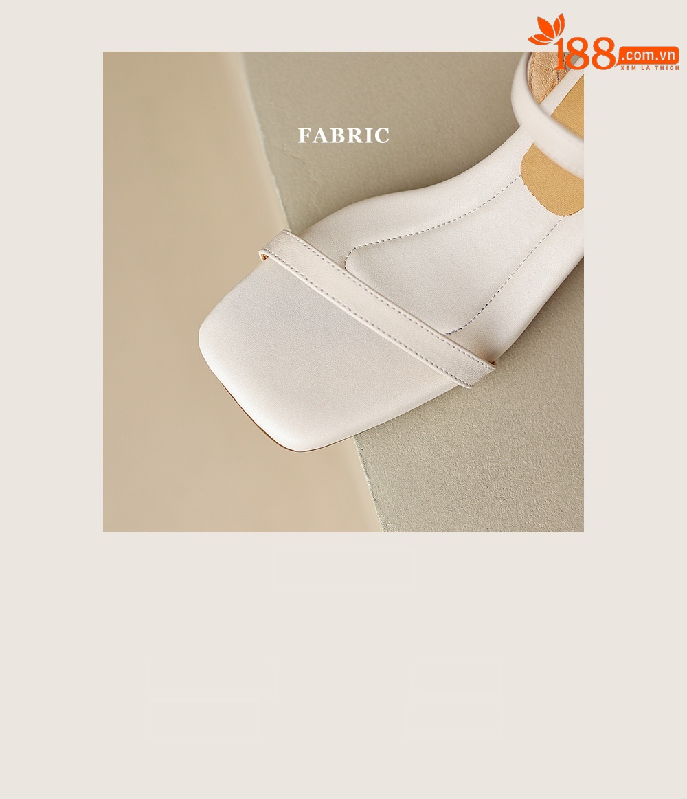 Sandal nữ quai ngang da cừu gót vuông ổn định — Màu trắng be chi tiết 5