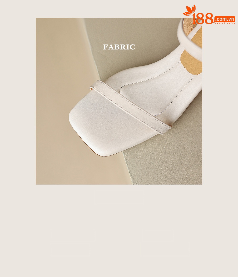 Sandal nữ quai ngang da cừu gót vuông ổn định — Màu trắng be chi tiết 6