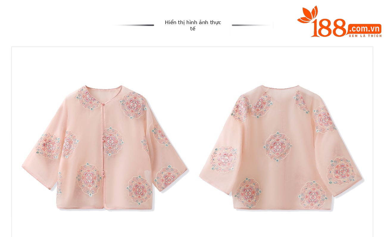 Áo sơ mi lụa tơ tằm dáng rộng phong cách Trung Quốc mới, thiết kế cao cấp mỏng mùa hè M6032 — Màu hồng chi tiết 4