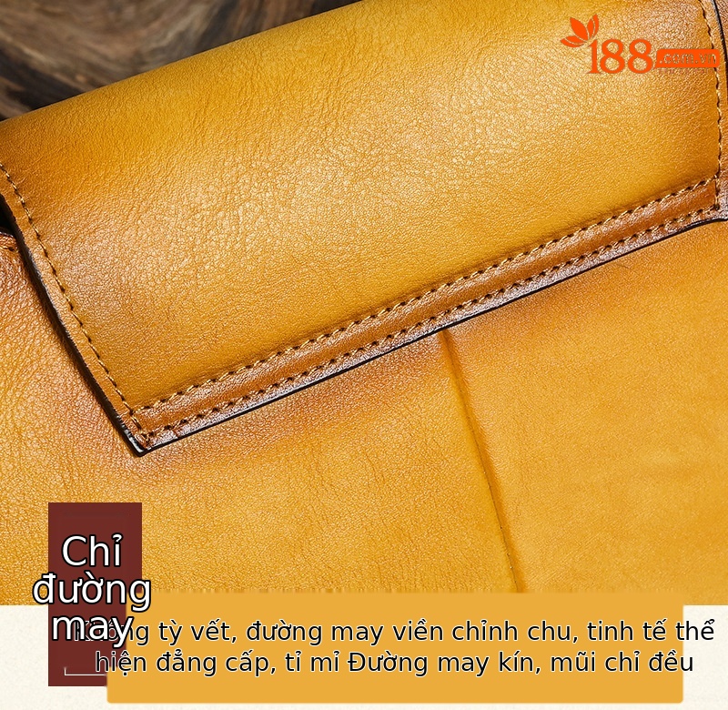 Túi đeo vai da thật thuộc thực vật thủ công phong cách cổ điển Trung Hoa nhuộm màu nước (28×20×9.5 cm) — Xanh lá cổ điển chi tiết 8