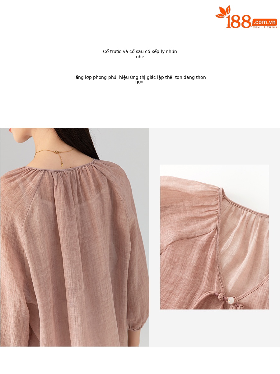 Áo sơ mi chống nắng dáng rộng phong cách Trung Quốc mới vải gai Tencel nữ mùa hè — Màu trà ngọt ngào