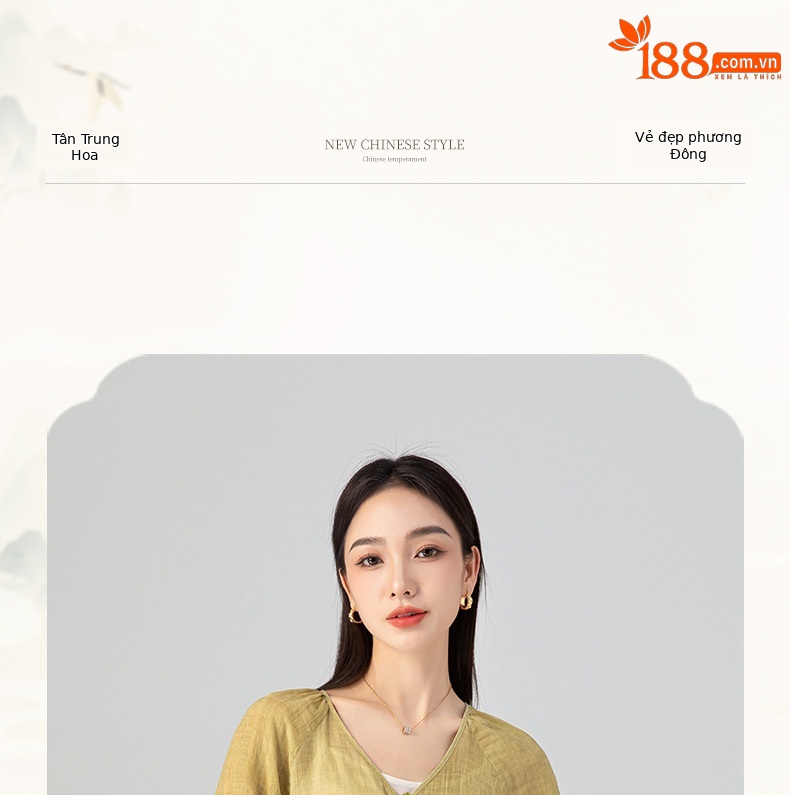 Áo sơ mi chống nắng dáng rộng phong cách Trung Quốc mới vải gai Tencel nữ mùa hè — Màu trà ngọt ngào chi tiết 1