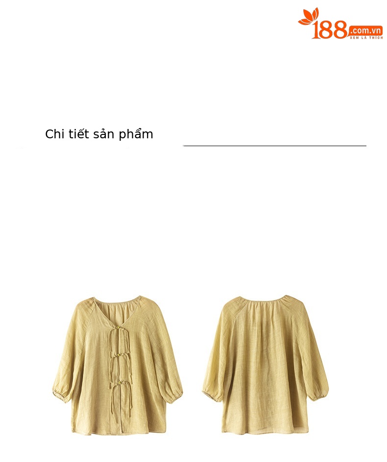 Áo sơ mi chống nắng dáng rộng phong cách Trung Quốc mới vải gai Tencel nữ mùa hè — Màu trà ngọt ngào chi tiết 16