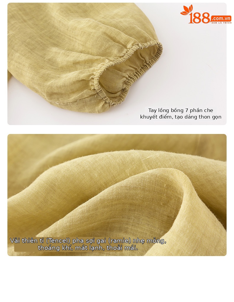 Áo sơ mi chống nắng dáng rộng phong cách Trung Quốc mới vải gai Tencel nữ mùa hè — Màu trà ngọt ngào chi tiết 18