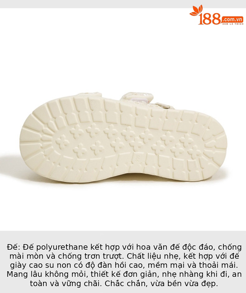 Dép sandal nữ xỏ ngón đế bệt quai Velcro phong cách biển — Đen, Bạc, Len nguyên chất chi tiết 6