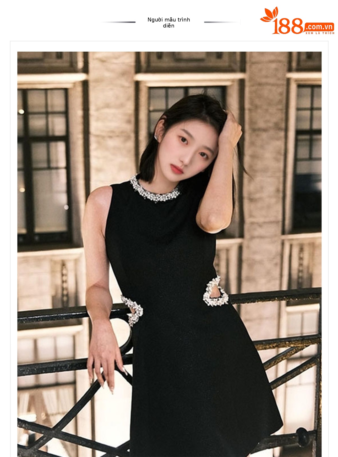 Váy đen chữ A không tay phong cách Hepburn mùa hè M6058 — Màu đen chi tiết 1