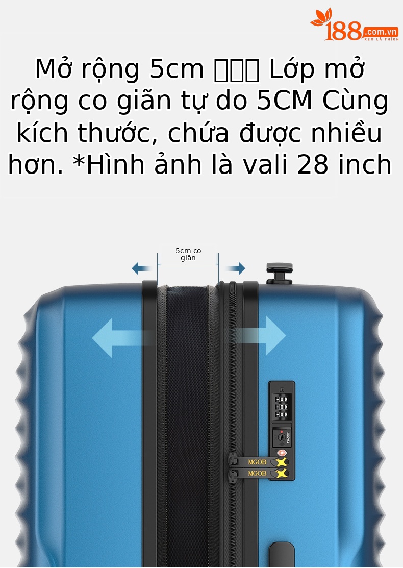 Vali nhựa PC cao cấp chống rơi, dung tích lớn, có khóa số, size 20/24/28 inch — Chất liệu PC cao cấp màu bạc chi tiết 7