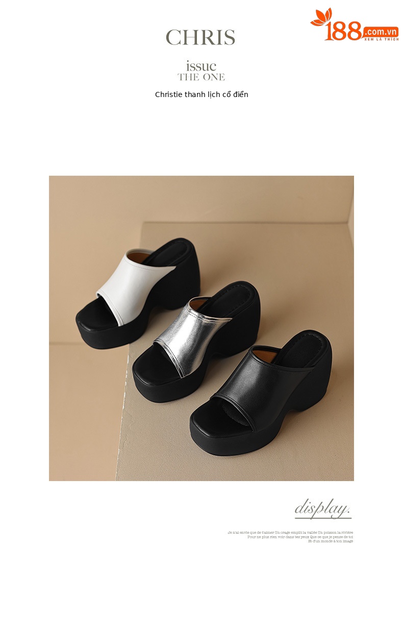 Dép sandal cao gót nữ hở mũi quai ngang đế dày siêu cao gót màu bạc — Màu đen, Màu trắng be, Màu bạc chi tiết 12