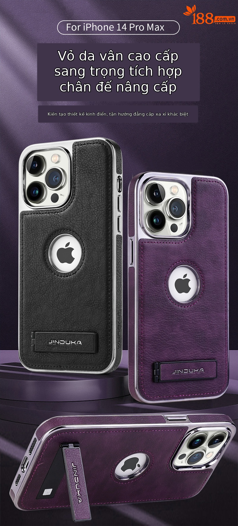 Ốp lưng da mạ điện kim loại cao cấp cho iPhone 16/17 Pro Max — [Da mạ đen] Giá đỡ lỗ lớn, [Da mạ điện màu nâu] Giá đỡ lỗ lớn, [Da mạ màu xanh] Giá đỡ lỗ lớn, [Da mạ điện màu tím] Giá đỡ lỗ lớn chi tiết 1