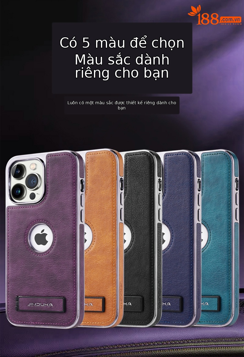 Ốp lưng da mạ điện kim loại cao cấp cho iPhone 16/17 Pro Max — [Da mạ đen] Giá đỡ lỗ lớn, [Da mạ điện màu nâu] Giá đỡ lỗ lớn, [Da mạ màu xanh] Giá đỡ lỗ lớn, [Da mạ điện màu tím] Giá đỡ lỗ lớn chi tiết 6