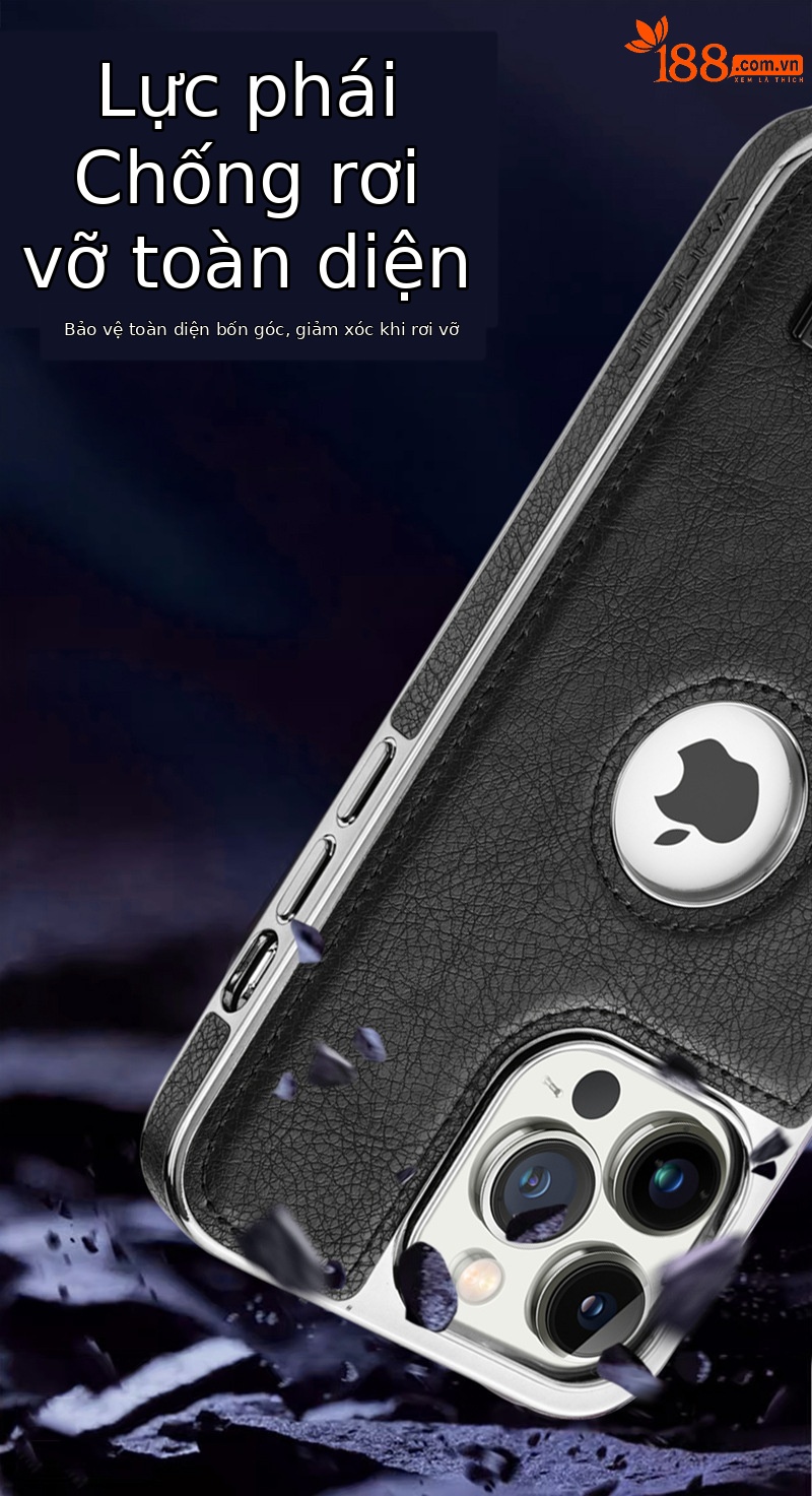 Ốp lưng da mạ điện kim loại cao cấp cho iPhone 16/17 Pro Max — [Da mạ đen] Giá đỡ lỗ lớn, [Da mạ điện màu nâu] Giá đỡ lỗ lớn, [Da mạ màu xanh] Giá đỡ lỗ lớn, [Da mạ điện màu tím] Giá đỡ lỗ lớn chi tiết 9