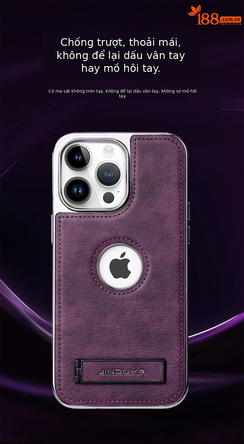 Ốp lưng da mạ điện kim loại cao cấp cho iPhone 16/17 Pro Max — [Da mạ đen] Giá đỡ lỗ lớn, [Da mạ điện màu nâu] Giá đỡ lỗ lớn, [Da mạ màu xanh] Giá đỡ lỗ lớn, [Da mạ điện màu tím] Giá đỡ lỗ lớn chi tiết 12