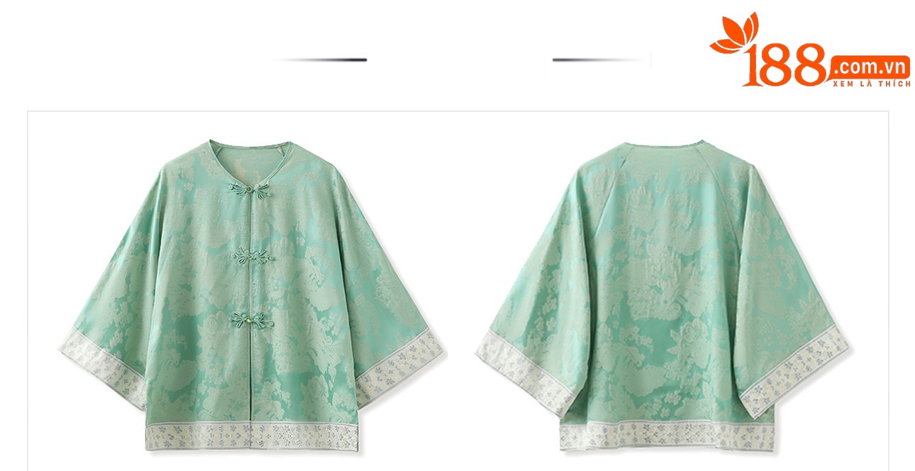 Áo sơ mi nam dài tay họa tiết in hình phong cách retro thanh lịch — Xanh lục chi tiết 16