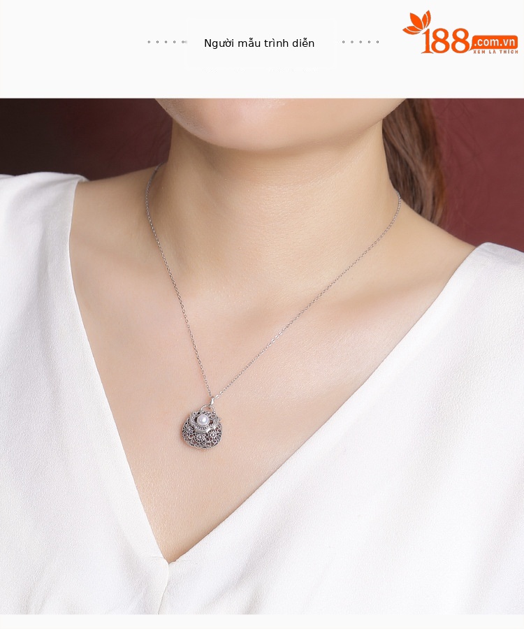 Mặt dây chuyền bạc S925 hình con nai, túi rỗng hoa cúc cổ điển, phong cách nhẹ nhàng sang trọng — Mặt Dây chuyền đơn (không có dây chuyền) chi tiết 4