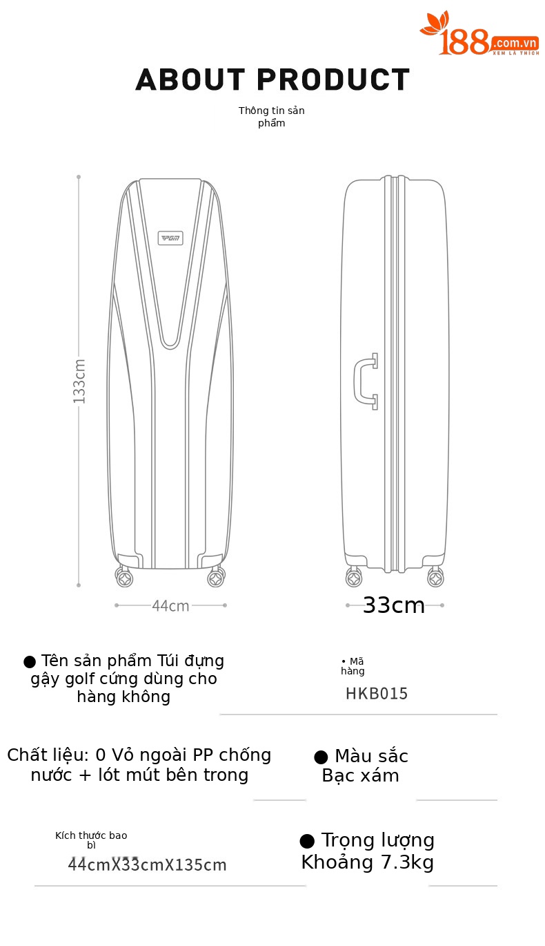 Túi golf hàng không vỏ cứng PGM, chịu lực 100kg, bánh xe 4 chiều, tặng khóa số — HKB015 - Vali Hàng Không Ánh Kim [Vỏ Cứng ABS / Bánh Xe Lăn 6 Bánh / Tặng Khóa Số] chi tiết 27