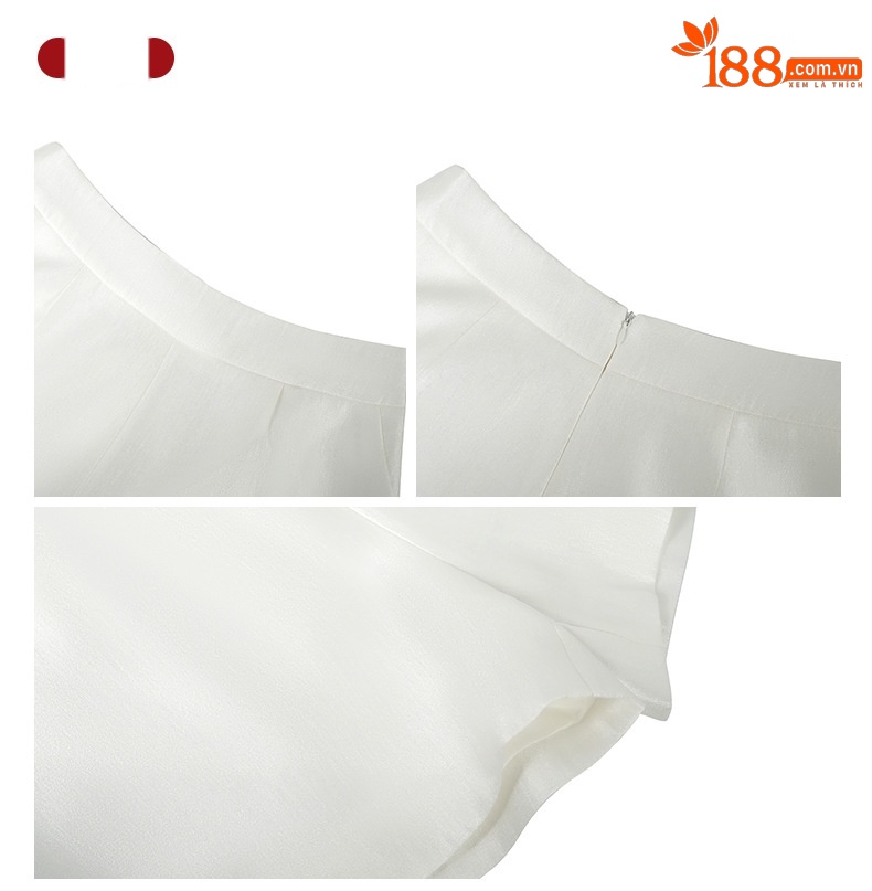 Quần short nữ cạp cao vải bóng nhẹ phong cách hiện đại — Màu xanh xám chi tiết 4