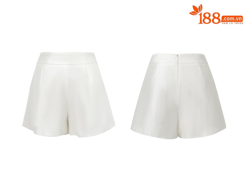 Quần short nữ cạp cao vải bóng nhẹ phong cách hiện đại — Màu xanh xám chi tiết 7