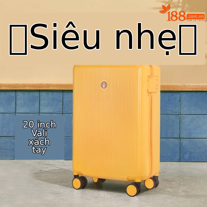 Vali kéo 20 inch nhẹ, dễ xách tay lên máy bay, màu Morandi phong cách trẻ trung — Hoa Anh Đào, Xanh lá nâu, Xám đá, Vàng kem