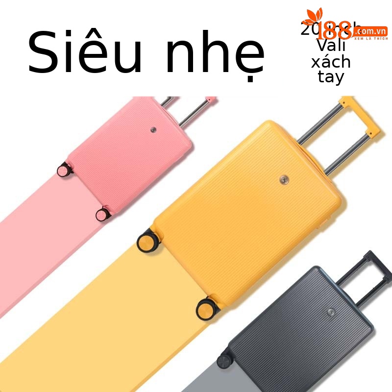 Vali kéo 20 inch nhẹ, dễ xách tay lên máy bay, màu Morandi phong cách trẻ trung — Hoa Anh Đào, Xanh lá nâu, Xám đá, Vàng kem