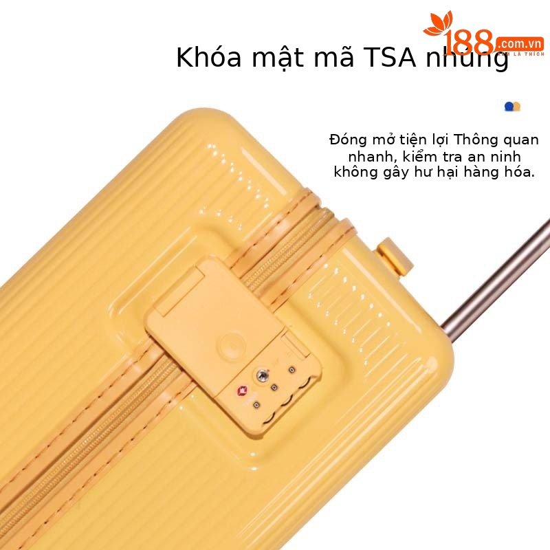 Vali kéo 20 inch nhẹ, dễ xách tay lên máy bay, màu Morandi phong cách trẻ trung — Hoa Anh Đào, Xanh lá nâu, Xám đá, Vàng kem