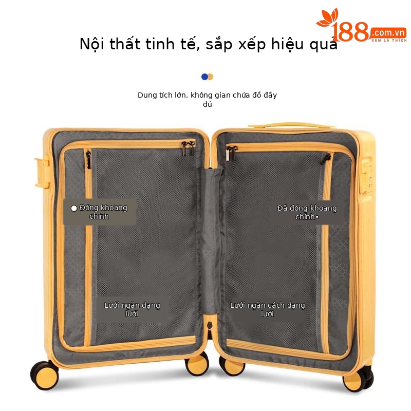 Vali kéo 20 inch nhẹ, dễ xách tay lên máy bay, màu Morandi phong cách trẻ trung — Hoa Anh Đào, Xanh lá nâu, Xám đá, Vàng kem