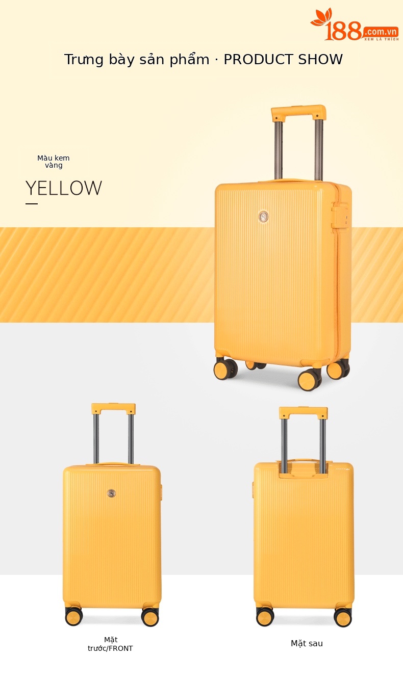 Vali kéo 20 inch nhẹ, dễ xách tay lên máy bay, màu Morandi phong cách trẻ trung — Hoa Anh Đào, Xanh lá nâu, Xám đá, Vàng kem chi tiết 9