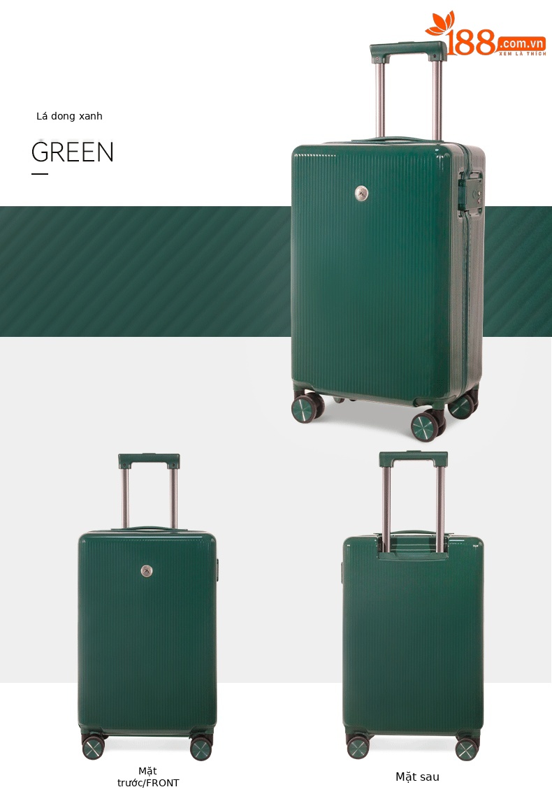 Vali kéo 20 inch nhẹ, dễ xách tay lên máy bay, màu Morandi phong cách trẻ trung — Hoa Anh Đào, Xanh lá nâu, Xám đá, Vàng kem chi tiết 11
