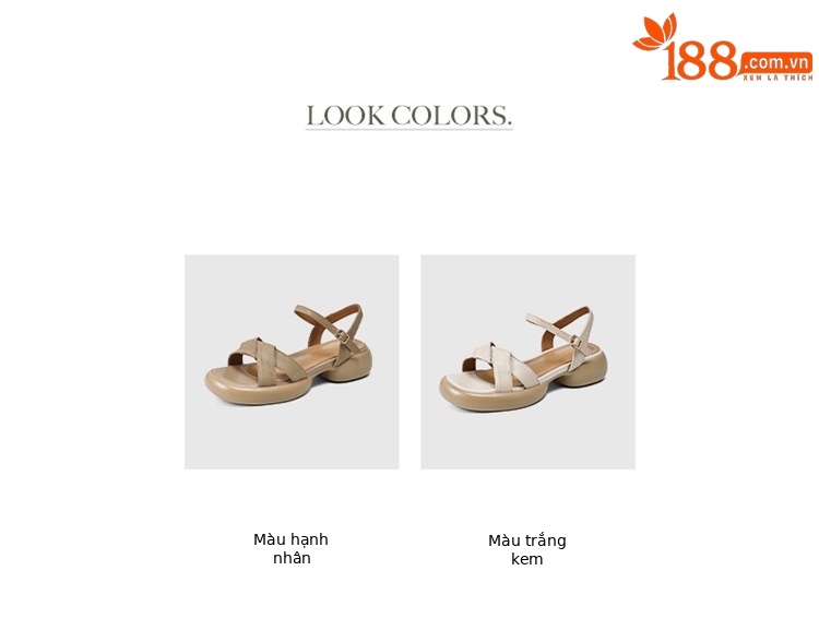 Sandal hở ngón da cừu gót thô đế dày quai ngang kiểu La Mã rỗng — Màu trắng be chi tiết 5